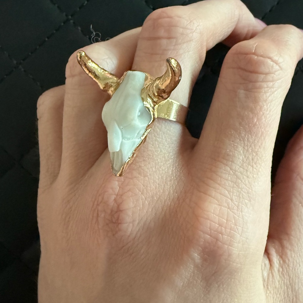 Skull Bull Head Gold Ring